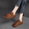 Shanghai Jiejie Otoño e Invierno Nuevos Zapatos Retro con Cordones Delanteros para Cuatro Estaciones de una Sola Capa Estilo Mori, Zapatos de Mujer de Cuero Cómodos y Combinables con Cabeza Cuadrada