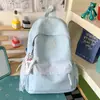 Mochila Ligera con Rayas Gris Azuladas Estilo Japonés, Adecuada para Estudiantes de Secundaria, para Clase, Viajes Diarios y Uso al Aire Libre
