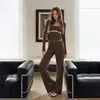 La nueva colección de otoño/invierno de Amazon: un conjunto de tres piezas de punto modal suave estilo europeo que incluye una camisola, una blusa de manga larga y pantalones largos