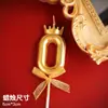 Figuras de Corona de Celebridad Cibernética con Lazo 0-9 Velas para Insertar Decoración de Pastel de Cumpleaños Mesa de Postres de Año Viejo Fiesta Disfraces