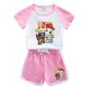 Traje de verano para bebé de niño y niña de dibujos animados del equipo Wang Wang, nuevo para niños, de algodón, manga corta, shorts, delgado de dos piezas, fino