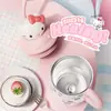 Caneca Térmica Autêntica Hellokitty Ice Master 500ml Fofa Estampa de Leopardo Caneca para Mesa de Escritório Canudo Copo de Água Presente
