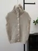 Chaleco Cardigan de Punto con Cuello Alto 2025 Otoño e Invierno Nuevo Estilo Coreano Holgado con Capas Chaleco Suéter Chaqueta Moda para Mujer