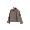Ropa de Mujer Europea y Americana Transfronteriza 2025 Nuevo Otoño e Invierno Amazon Elegante Elegante Cuello Alto Botón Manga Larga Chaqueta de Lana