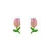 Brincos de Flor Tulipa Rosa com Agulha de Prata S925 Design de Nicho Sentido de Design Brincos Distintivos de Luxo Leve para Primavera e Verão Feminino Acessórios de Orelha