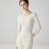 Suéter em 100% caxemira emagrecedor, novo para outono e inverno, para mulheres, gola redonda, caimento justo, peça base de tricô, roupa íntima