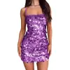 Vestido de Tirantes con Lentejuelas para Mujer Transfronterizo Europeo y Americano 2025 Fiesta de Banquete Baile Sexy Espalda Descubierta Falda Corta Ajustada