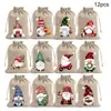 Gran Venta en Stock Bolsa de Regalo con Cordón de Enano Navideño Cascanueces Caricatura Bolsillo de Lino con Cordón Bolsa de Regalo Navideña