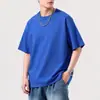 Camiseta de Manga Corta de Algodón Puro Unisex Verano Holgada Moderna Marca Camiseta Color Sólido Cuello Redondo Peso Pesado Top Versátil para Pareja