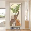 Pintura decorativa de entrada moderna minimalista estilo creme elefante corredor corredor pendurado planta verde mural vertical de entrada