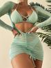 2025 Nuevo Bikini de Tres Piezas Europeo y Americano con Tirantes de Cuerda Falda Larga de Gasa Traje de Baño Bikini Bikini Exportación Transfronteriza