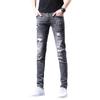 Jeans rasgados de alta qualidade para homens 2024 Nova marca de moda Calças de mendigo outono e verão Slim-fit Calças compridas de pé pequeno para homens