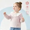 Camiseta Base con Cuello de Encaje para Niños Pequeños y Niños, Estilo Coreano, Color Sólido, Amigable con la Piel, Ropa de Otoño para Niñas, Camiseta Interior Versátil de Otoño