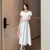 Vestido de Noche Francés de un Hombro, Elegante Vestido de Compromiso Nupcial, Se Puede Usar en Ocasiones Comunes, Vestido Blanco de Certificado de Registro para Mujeres