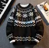 Suéter de Punto Jacquard Fair Isle para Hombre Copo de Nieve Navidad Perezoso de Gama Alta Otoño e Invierno Suéter Moderno Comercio Exterior al por Mayor Transfronterizo