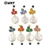 MPE136 Nuevos Pendientes Clásicos Coloridos de Zirconia y Perla de Agua Dulce Exquisitos para Mujer Combinables con Ropa Lisa