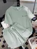 Traje de Correr de Moda Holgado para Estudiantes de Verano Nueva Era Reductor de Carne Mangas Cortas Pantalones Cortos Deportivo Casual Traje de Dos Piezas