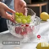 Cuenco de vidrio con borde dorado estilo japonés, plato transparente para frutas, cuenco de ensalada de verduras de moda, vajilla para platos fríos y fideos del hogar
