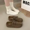Zapatos de cordones cuadrados de estilo coreano antideslizantes 2026, nuevos zapatos casuales de gamuza para mujer, de suela plana, versátiles y adecuados para otoño