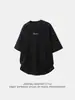 Camiseta Casual de Manga Corta Estilo Americano para Hombre, Verano Ajuste Holgado con Cierre de Botón en el Hombro y Bordado de Letras Camiseta de Media Manga