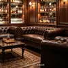Bar Retro Americano Speakeasy Bar de Whisky y Cigarros Cabina con Sofá Recepción Cafetería Juego de Mesa y Silla Individual