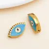 Cuentas espaciadoras de esmalte de ojo de la suerte de doble cara de acero inoxidable con cuentas estilo europeo y americano para accesorios de joyería hechos a mano DIY