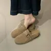 Zapatos retro semiabiertos para mujer, nuevo lanzamiento otoño 2026, punta redonda, suela gruesa, zapatos sin cordones, a la moda, versátiles, zapatos casuales de un solo color, modernos