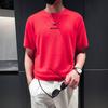 Camiseta Masculina de Manga Curta de Seda Gelada Verão Tendência Marca Top Roupas Moda Coreana Americana Nova Chegada Camiseta Masculina de Meia-manga para Meninos