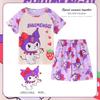 Pijama Infantil Verão Manga Curta Shorts para Meninas Estilo Fino Crianças Médias e Grandes Estilo Princesa Bebê Conjunto de Roupas de Casa Cartoon Feminino