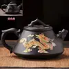 Bule Fengming Original Que Muda de Cor Quando Aquecido, Bule de Argila Roxa Feito à Mão com Motivos de Dragão e Fênix, Bule de Chá Grande, Bule Xishi