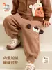 Pantalones de entrenamiento para bebé pantalones deportivos pantalones para bebé pantalones largos con felpa puños al por mayor estilo coreano para niños ropa de abrigo otoño e invierno ropa para niños