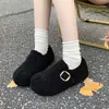 Sapatos de algodão femininos inverno quentes bico dividido sapatos de algodão aumento interno de altura 2026 sapatos de salto de pele felpuda uso externo plus veludo slip-on