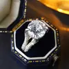 Tiktok Live Nueva Venta Caliente Anillo de Lujo con Diamantes Simulados de Moissanita de 3 Quilates