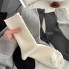 Calcetines Blancos para Mujer, Primavera y Otoño, Calcetines de Color Sólido de Media Pantorrilla, Estilo Coreano Versátiles Calcetines Largos Negros, Calcetines Grises Holgados, Calcetines Zhuji