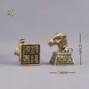 Adorno de Sello con Cabeza de Animal del Zodiaco Yuanmingyuan Estilo Antiguo de Latón Puro para el Hogar, Sala de Estar, Oficina, Decoración de Escritorio