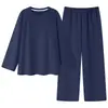 Yu Zhaolin Conjunto de Pijama para Hombre Sensación Desnuda Simple Calmante Relajante Lyocell Holgado Ropa de Casa Pijamas para Sueño Profundo