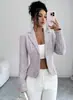 Jaqueta de Terno Tweed Europeia e Americana Transfronteiriça 2026 Feminina Cropped Cintura Marcada Lapela Emagrecedora Manga Longa