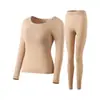 Conjunto térmico sem costura de manga longa para embelezamento da pele com bojos, blusa base invisível, camada base para embelezamento da pele, roupa íntima ultrafina que retém o calor
