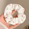 Lenço quadrado grande com estampa floral pequena, elástico de cabelo para mulheres, faixa de cabelo elástica, acessório de cabelo com estilo coreano de alta qualidade