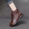 [99 Yuan] Botas Curtas de Couro Genuíno, Botas Chelsea, Sola Grossa de Couro Bovino Marrom, Botas Femininas Retrô, Casuais e Versáteis com Salto Grosso