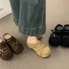 Mules Cerrados para Mujer, Talla Pequeña, Suela Gruesa, Aumentan la Altura, Punta Cerrada, Estilo Birkenstock de Cuero Genuino, Lindo y Original, Aumento Interno de Altura de 8 cm