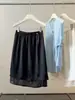Elegante Falda Midi de Satén para Mujer, Estilo Nuevo de Verano, Panel de Malla, Cintura Alta, Versátil, Adelgazante, Caída, que se Ajusta a la Cadera, Corte A