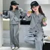 Conjunto de Roupa de Primavera para Meninas 2026 Novo Estiloso Roupas Infantis para Meninas Mais Velhas, Conjunto Completo de Moletom Estilo Coreano de Primavera