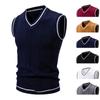 Chaleco de Punto para Hombre para Exportación, Nuevo Estilo Sweater 2025, Tejido de Punto de Bloques de Color a la Moda, Chaleco Sweater Talla Grande