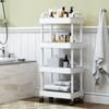Estante de almacenamiento móvil para baño, carrito de plástico para refrigerios, estante de almacenamiento de doble capa para cocina doméstica, organizador de almacenamiento
