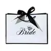 Bolsa de regalo de boda exclusiva transfronteriza para el Equipo de la Novia con lazo de cinta blanco y negro, bolsa de mano para fiesta