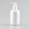 En stock botella de PET blanca de porcelana Boston de 200 ml Bomba de presión botella para desinfectante de manos, desinfectante, champú, gel de ducha