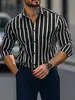 2026 Nueva Llegada Camisa Estampada para Hombre Corte Delgado Manga Larga Casual de Negocios Camisa de Manga Corta Rayada Ropa de Moda para Hombre