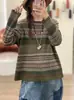 Nuevo Suéter de Punto Jacquard con Cuello Redondo, Estilo Étnico, Manga Larga, Holgado, Base para Mujer, Colección Otoño/Invierno 2026