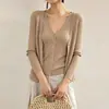 26 Diseño Otoñal Sentido de la Lana Falso Dos Piezas Cuello en V Temperamento Cárdigan de Punto Simple Versátil para el Trabajo Top 35183
